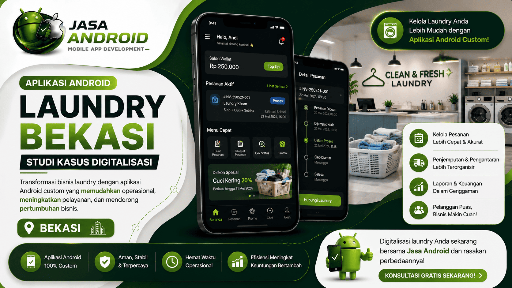 Aplikasi Android Laundry Bekasi Studi Kasus Digitalisasi: Transformasi Bisnis Laundry Menjadi Lebih Modern dan Menguntungkan